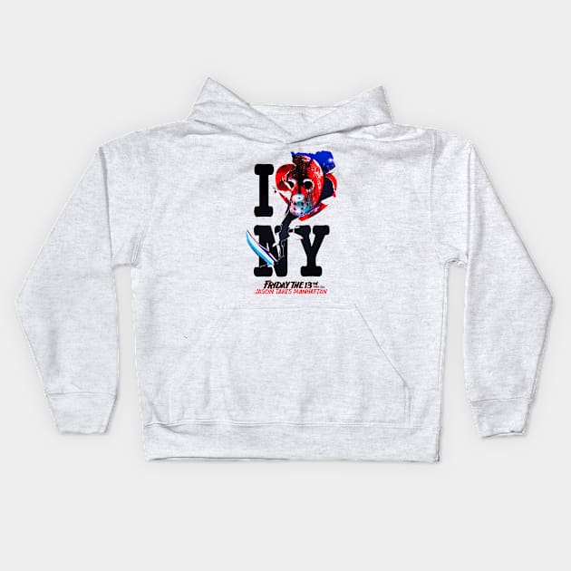 I Love (to lumber around killing sexually active teens in) NY Kids Hoodie by Scum & Villainy